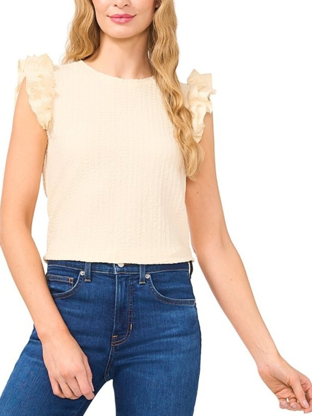 CeCe Women's Size XL Textured Ruffle Cap Sleeve Lemon Drop Top NEW